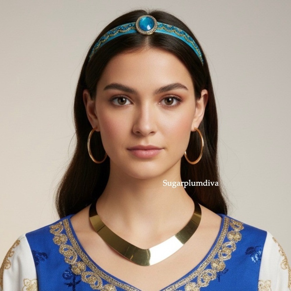 Princess Headband Collar Necklace‎ Hoop Earrings Halloween Cosplay Party Costume